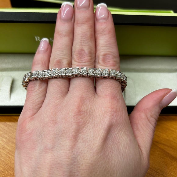 ROSS SIMONS 2.00 ct. t.w. Diamond Cluster Tennis Bracelet in Sterling Silver - Picture 4 of 15